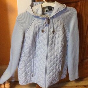 Light Blue Quilted Hooded Jacket